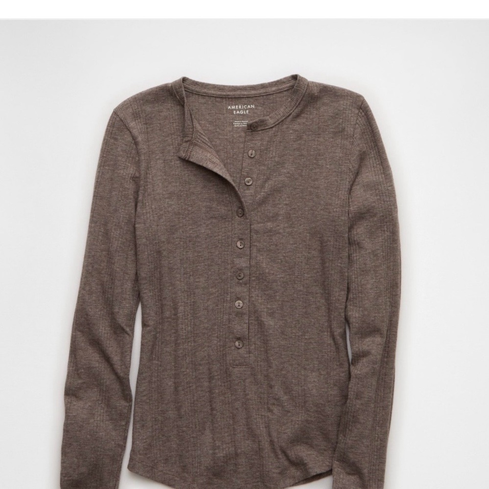 American Eagle Outfitters Women's Button Down Brown Shirt